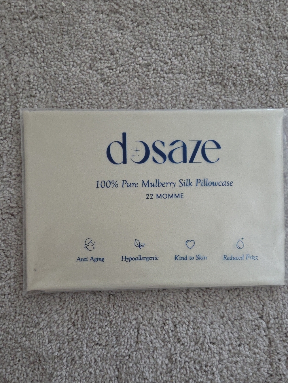 Dosaze 100% Pure Mulberry Silk Queen Pillowcase 22 Momme - Ivory